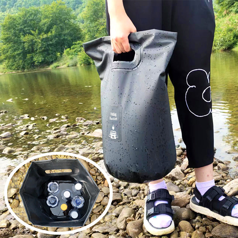 Sceau pliable pour douche extérieur, pêche, nettoyage voiture null
