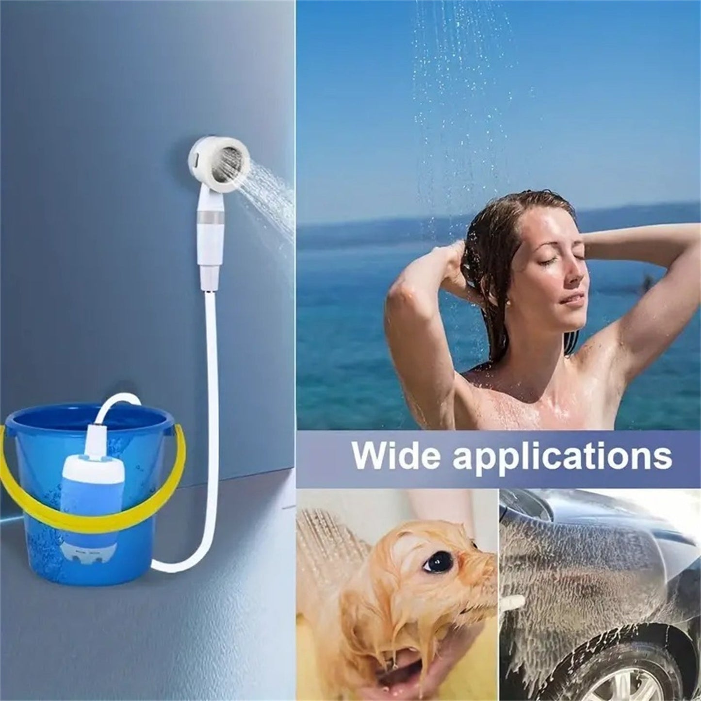 Douche d'extérieur portable, facile à utiliser, idéale pour le camping, la randonnée, la plage, l'arrosage, etc... null
